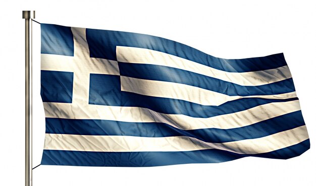 Griekenland Nationale Vlag Geïsoleerde 3D Witte Achtergrond