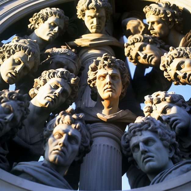 Gratis foto griekse bustes die elkaar omringen
