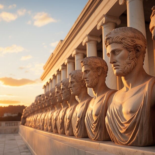 Griekse bustes staan in de rij