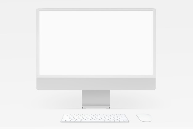 Grijze minimale computer desktop scherm digitaal apparaat met ontwerpruimte