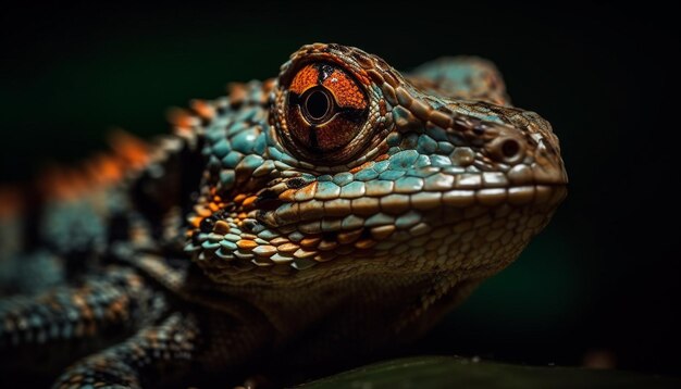 Groen gekko starend portret in de natuur gegenereerd door AI