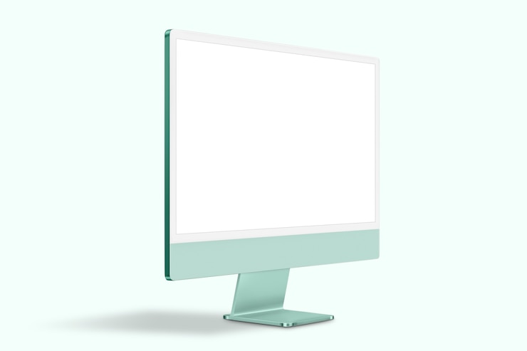Gratis Foto groen minimaal computerdesktopscherm digitaal apparaat met ontwerpruimte
