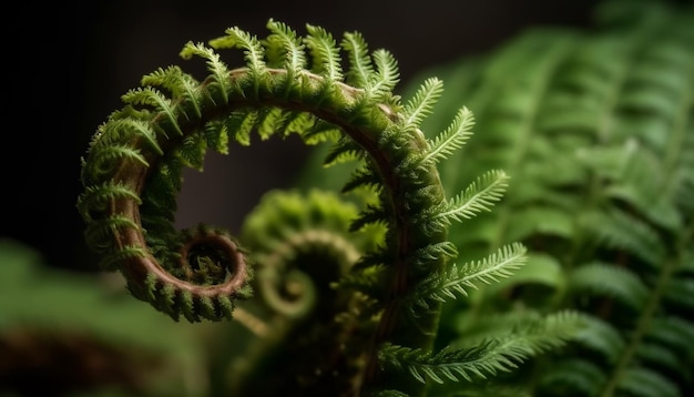 Gratis foto groen varenblad spiraal organisch groeipatroon gegenereerd door ai