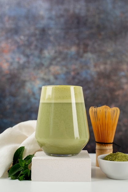 Groene matcha thee stilleven