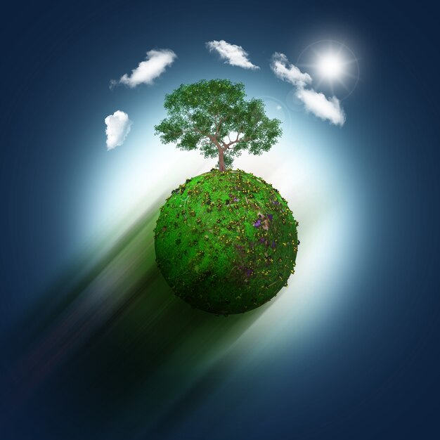 Groene wereld met een boom