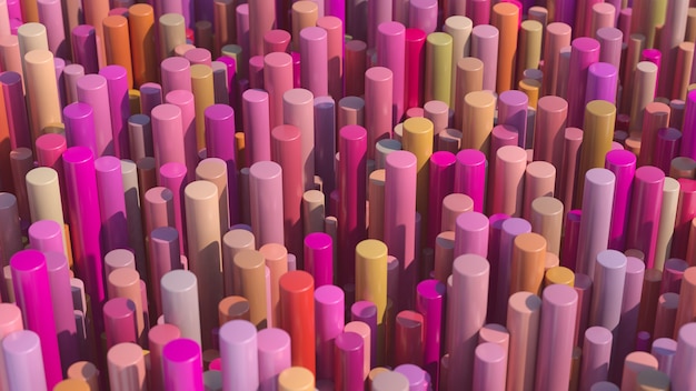 Groep heldere kleurrijke cilinders. de abstracte 3d illustratie, geeft terug.