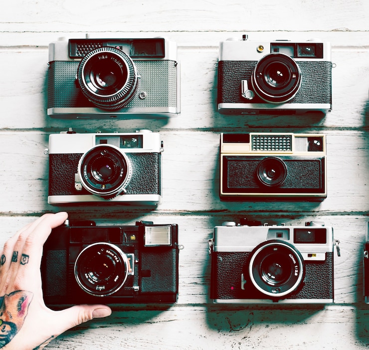 Gratis Foto groep uitstekende filmcamera&#39;s