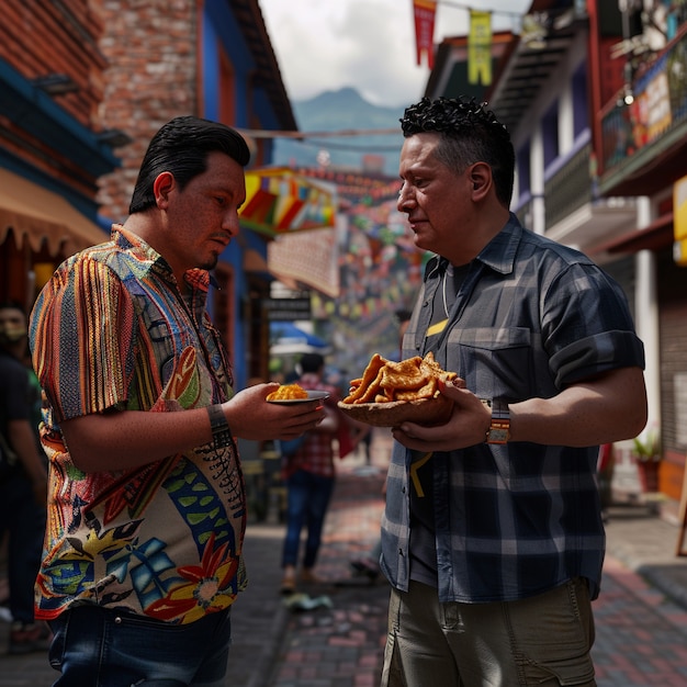 Groep van colombiaanse mannelijke vrienden die tijd samen doorbrengen en plezier hebben