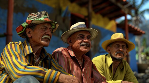 Groep van Colombiaanse mannelijke vrienden die tijd samen doorbrengen en plezier hebben