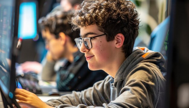 Groep van verschillende tieners en jongeren die samen activiteiten uitvoeren om de Werelddag van Jeugdvaardigheden te vieren