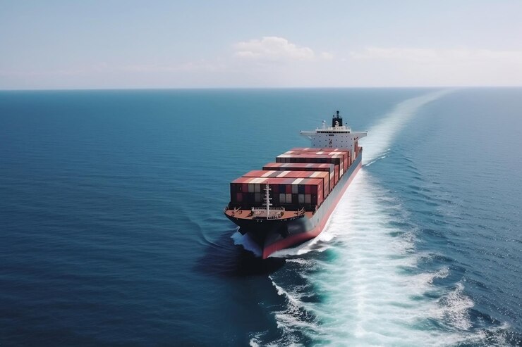 Gratis Foto groot transportschip met containers met goederen op de open zee generatieve ai