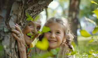 Gratis foto grootoudersdagviering met grootouders en kleinkinderen die een gelukkig gezin tonen