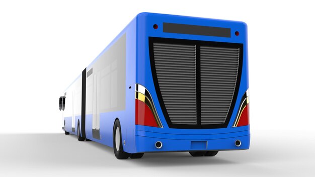 Grote stadsbus met een extra langwerpig deel voor grote passagierscapaciteit in de spits Premium Foto