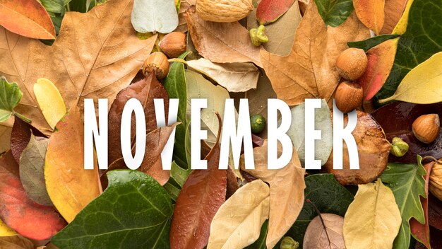 Hallo november compositie met bladeren