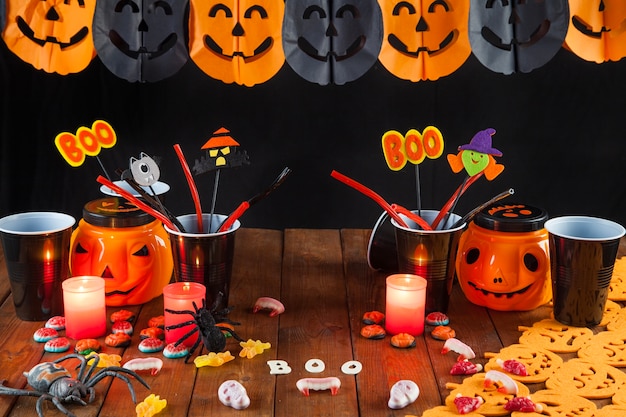 Gratis foto halloween decoratie tafel