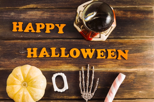 Halloween decoraties en happy halloween compliment