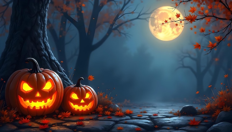 Gratis Foto halloween spookachtige landschap illustratie