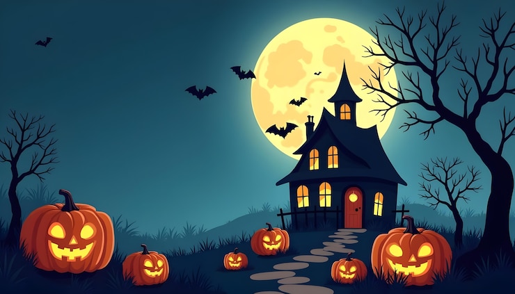 Gratis Foto halloween spookachtige landschap illustratie