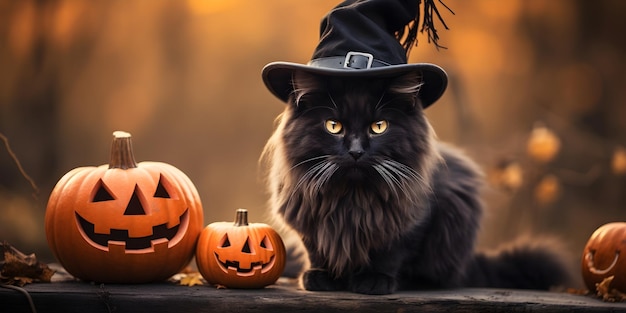 Gratis foto halloween zwarte kattenbanner