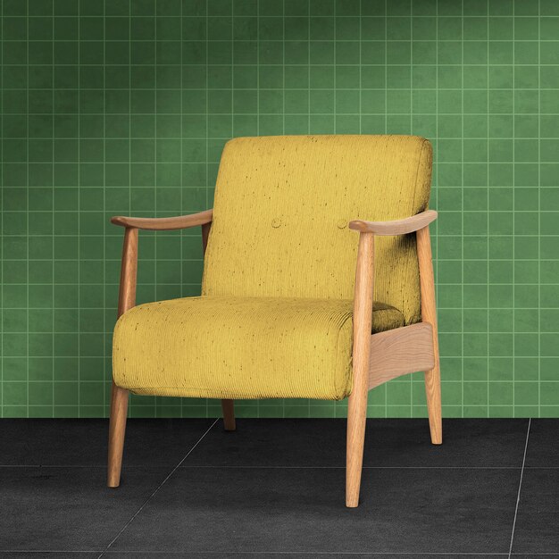 Halverwege de eeuw gele fauteuil woonkamermeubels