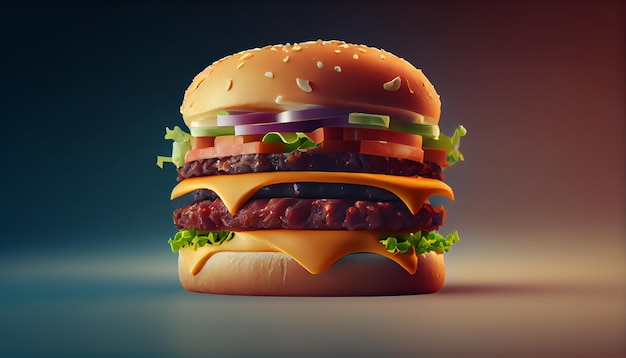 Hamburger van rundvlees met tomaat en ketchup generatieve AI