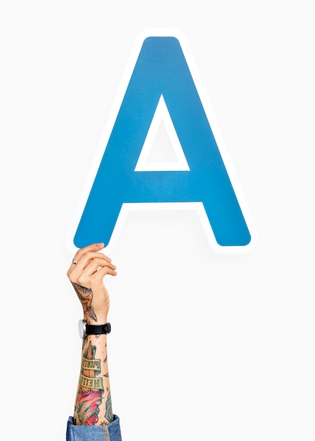 Gratis foto hand met de letter a