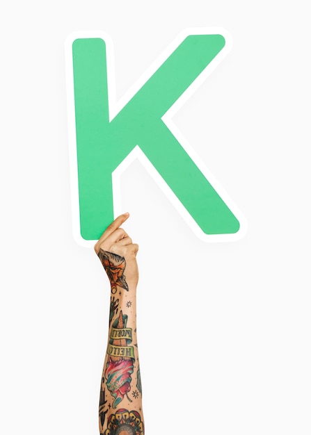 Gratis foto hand met de letter k