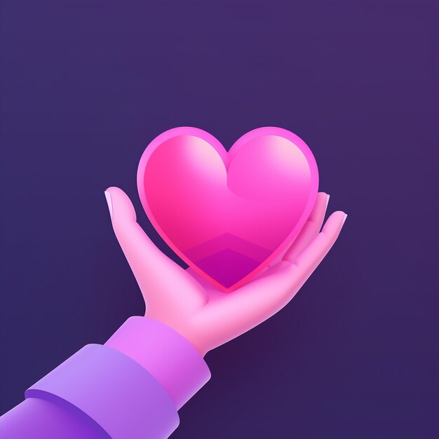 Hand met mooi roze hart