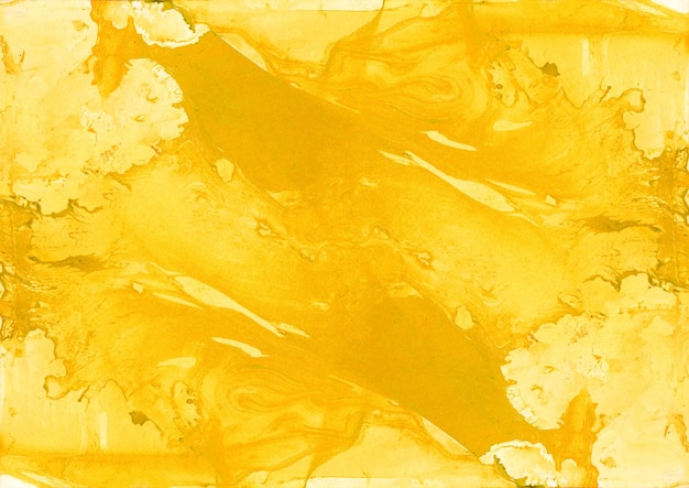 Handgeschilderde creatieve gele symmetrische achtergrond. alcohol inkt artistieke overlay textuur voor poster, spandoek, plakboek. gemarmerd kleurrijk oppervlak. abstract schilderij met vrij vloeiende heldere verven. Premium Foto