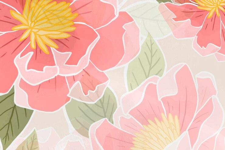 Gratis Foto handgetekende roze bloemenachtergrond