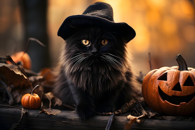 Gratis foto happy halloween zwarte kattenbanner