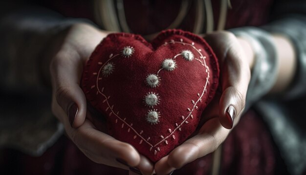Hartvormig geschenk symboliseert liefde op Valentijnsdag gegenereerd door AI