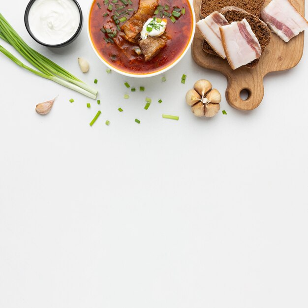 Heerlijk eten arrangement bovenaanzicht