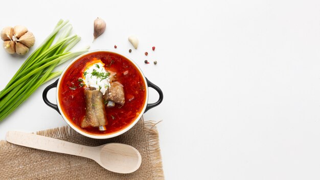 Heerlijk eten arrangement met kopie-ruimte