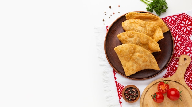 Heerlijk eten op plaat bovenaanzicht