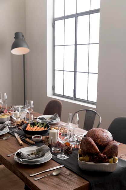 Heerlijk eten op tafel voor thanksgiving day