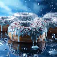 Gratis foto heerlijk geglazuurd donuts arrangement