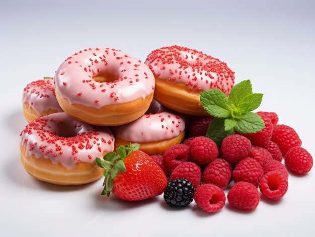 Gratis foto heerlijk geglazuurd donuts arrangement