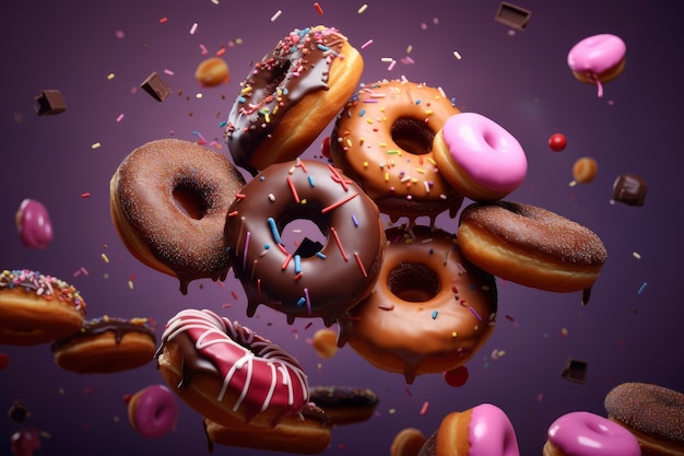 Gratis foto heerlijk geglazuurd donuts arrangement