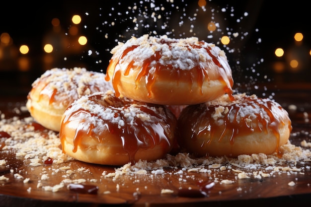 Gratis foto heerlijk geglazuurd donuts arrangement