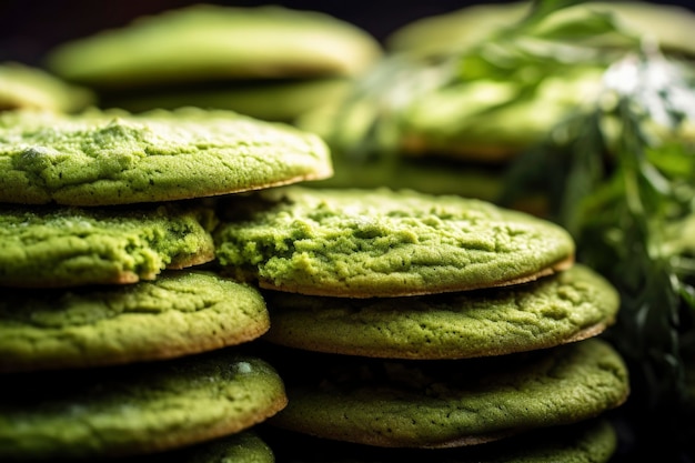 Gratis foto heerlijk matcha-koekjesarrangement