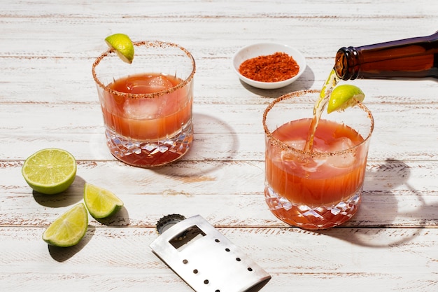 Gratis foto heerlijk michelada drankarrangement