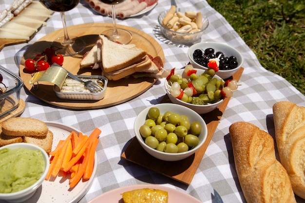 Gratis foto heerlijk picknick stilleven