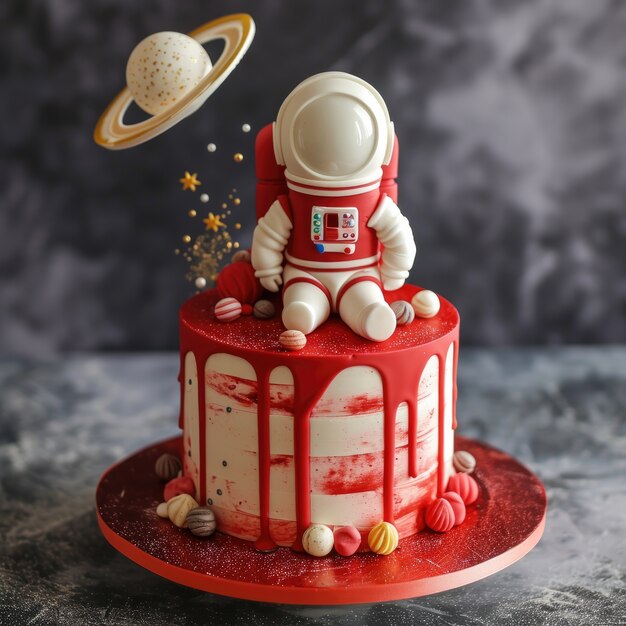 Gratis foto heerlijke astronaut 3d taart.