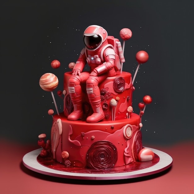 Gratis foto heerlijke astronaut 3d taart.