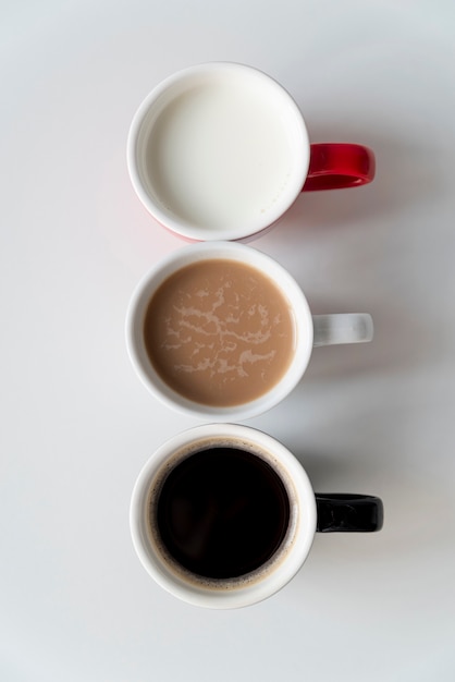 Heerlijke bovenaanzicht koffie degradeert