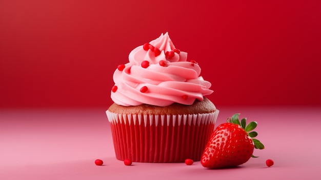 Gratis foto heerlijke cupcake met aardbeien