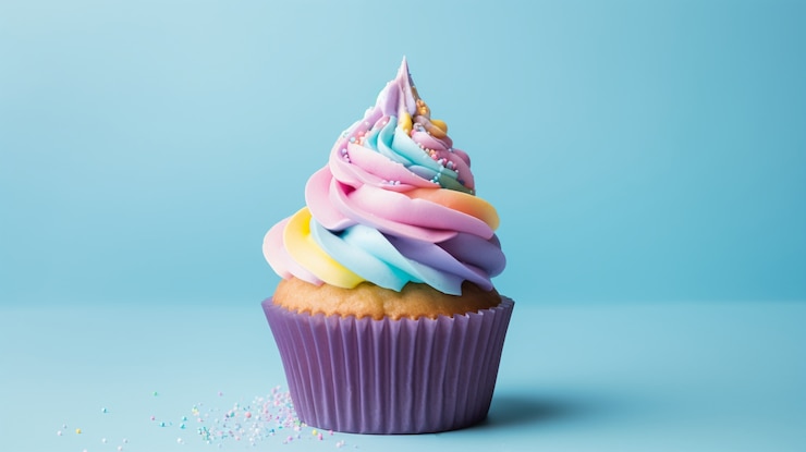 Gratis Foto heerlijke cupcake met kleurrijk glazuur