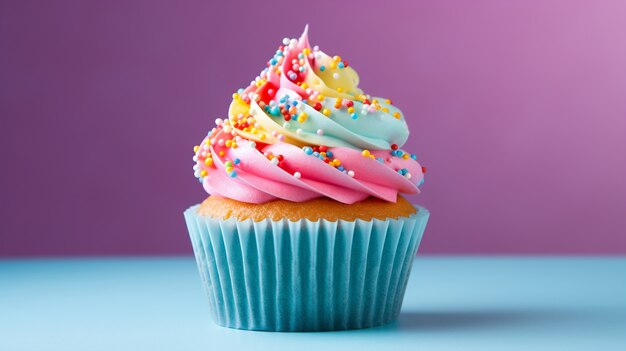 Heerlijke cupcake met kleurrijk glazuur