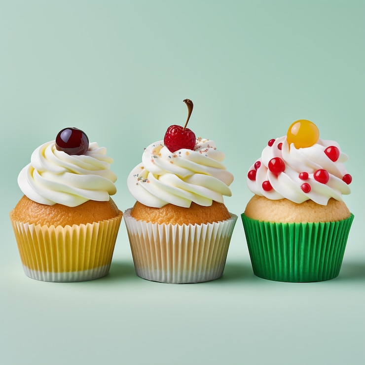 Gratis Foto heerlijke cupcakes met fruit